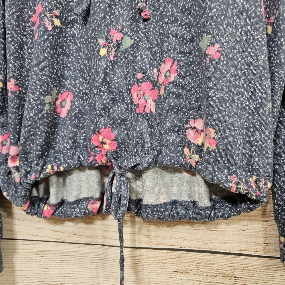 NWT Free Press Small Lounge wear long sleeve Hoodie Top Blue Pink Floral Small - Picture 5 of 9